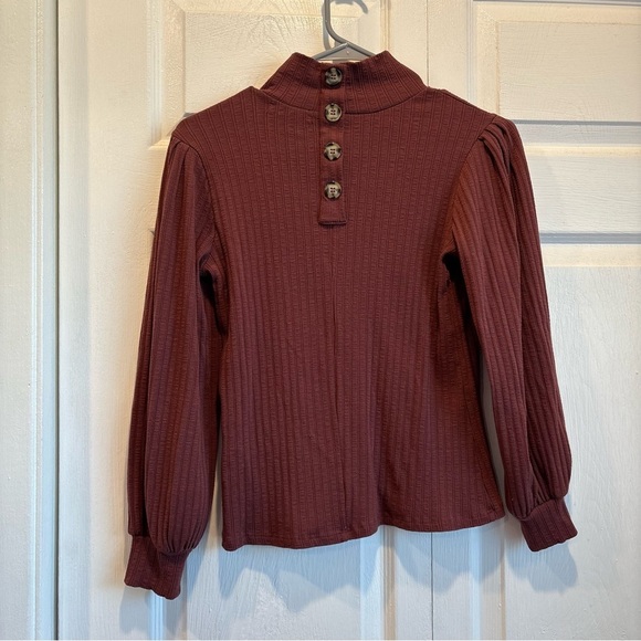 Maroon Bohme Long Sleeve Ribbed Turtleneck - Size small - Picture 2 of 5